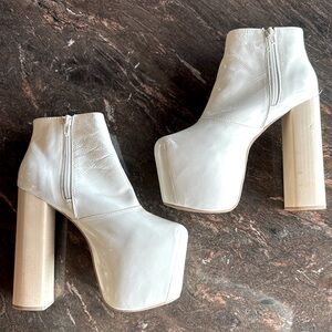 Jeffrey Campbell Big-Love white patent leather platforms